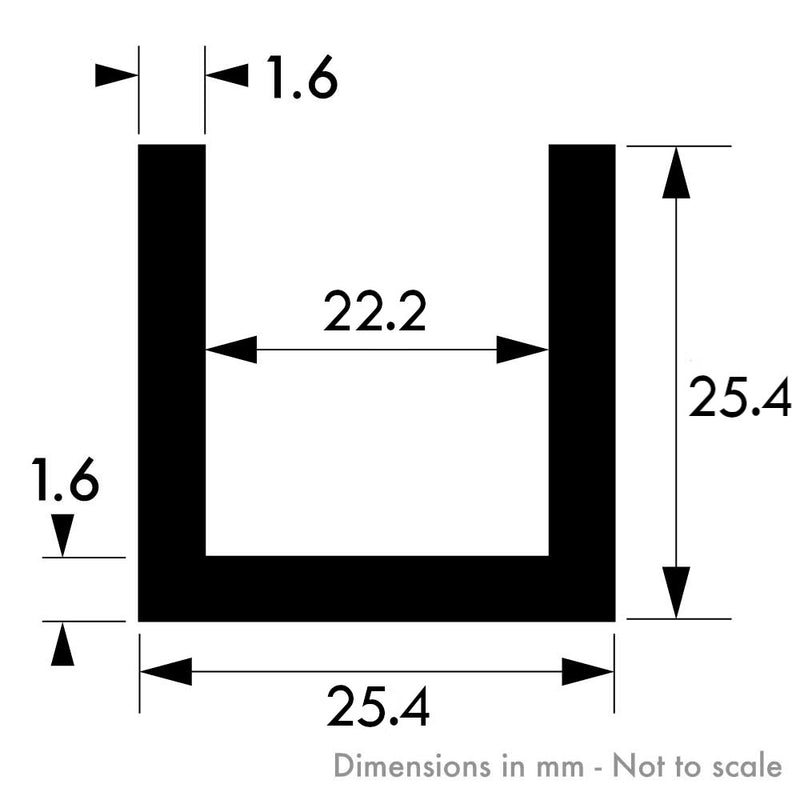 25.4mm x 25.4mm x 1.6mm (1" x 1" x 1/16") Plain Finish Brass Channel