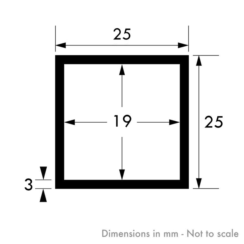 25mm x 25mm x 3mm Aluminium Square Tube