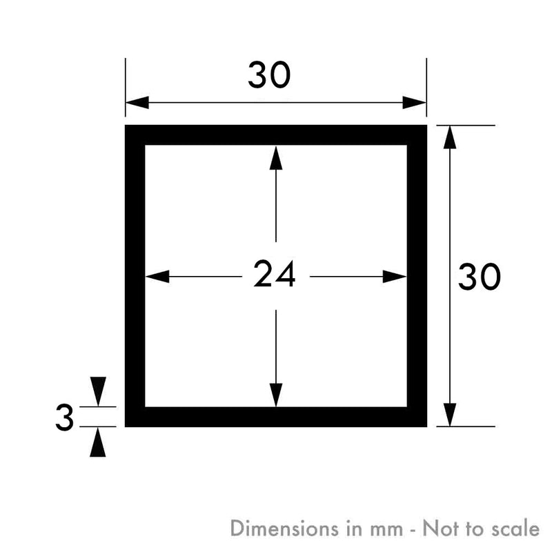 30mm x 30mm x 3mm Aluminium Square Tube