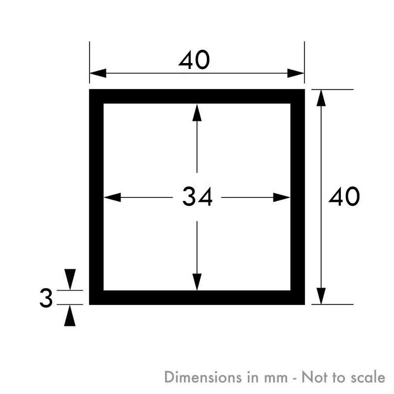 40mm x 40mm x 4mm Aluminium Square Tube