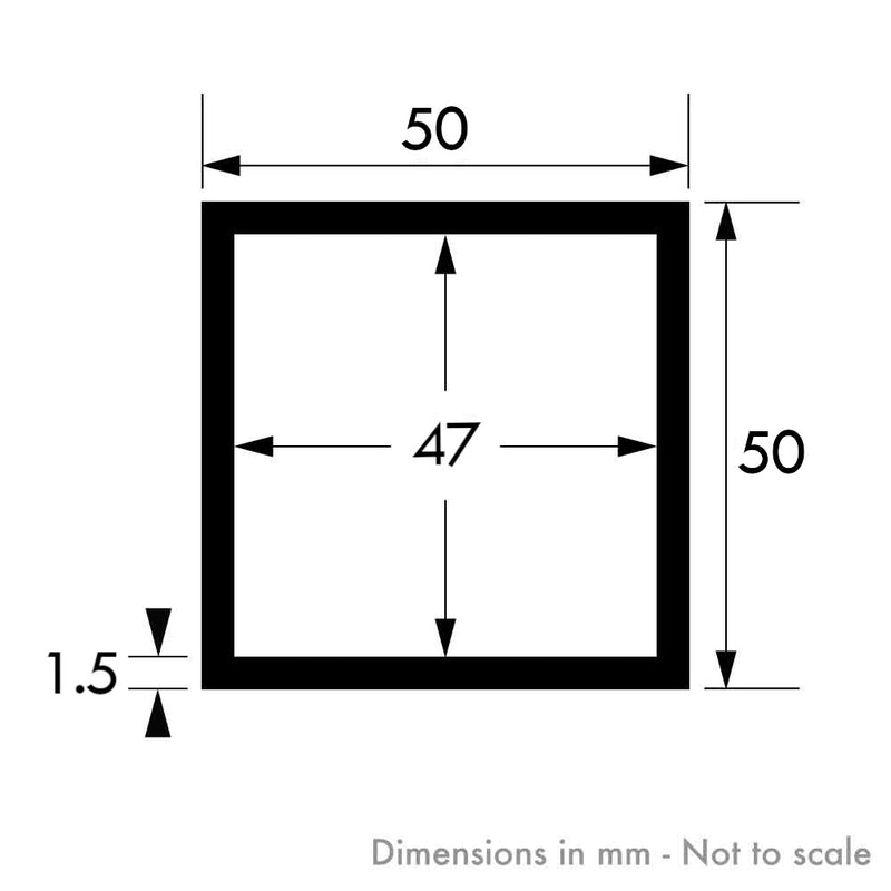 50mm x 50mm x 1.5mm Brushed Polished Brass Square Tube