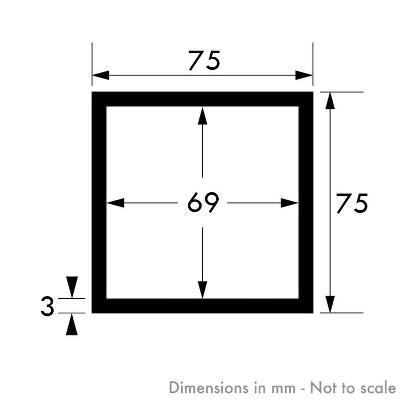 75mm x 75mm x 3mm Aluminium Square Tube