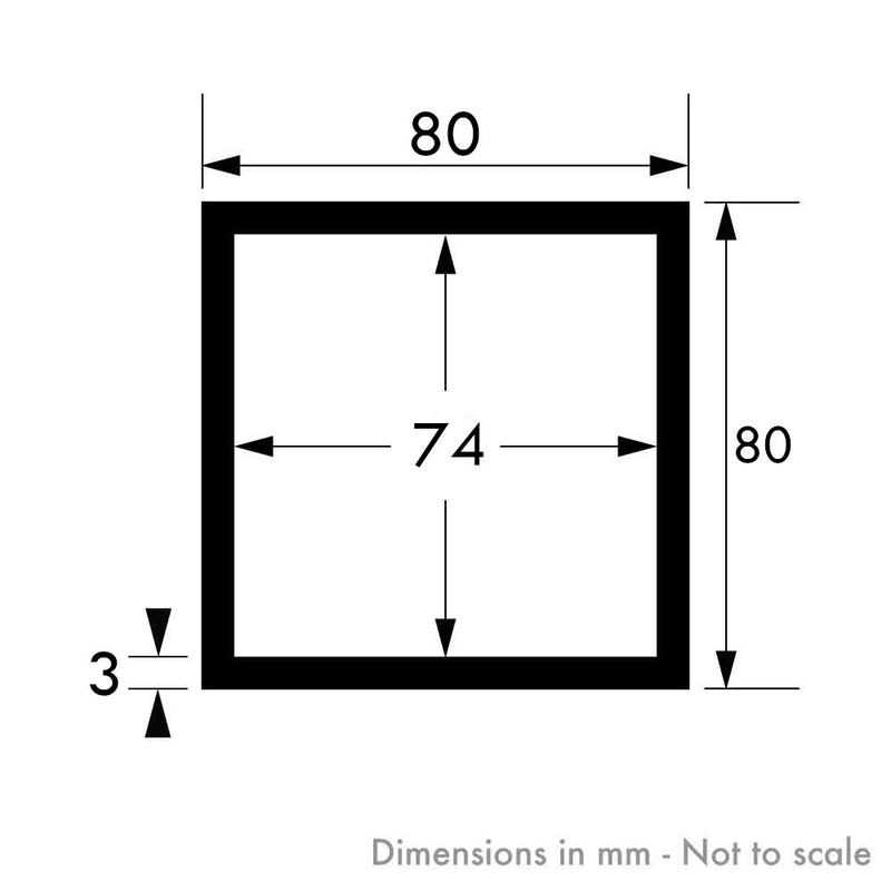 80mm x 80mm x 3mm Aluminium Square Tube