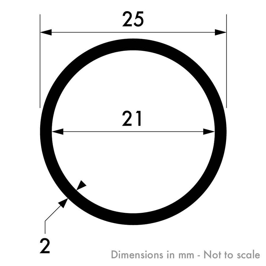 25mm x 2mm Aluminium Round Tube
