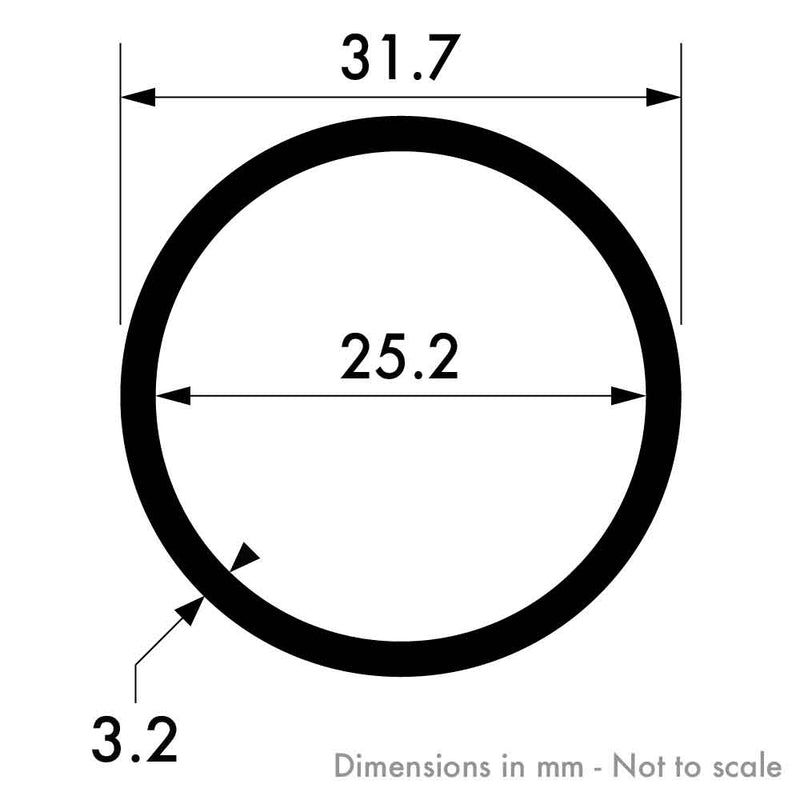 31.7mm x 3.2mm (1 1/4" x 10swg ) Aluminium Round Tube