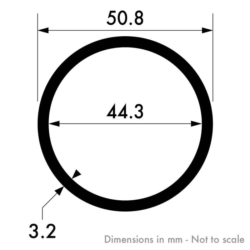 50.8mm x 3.2mm (2" x 10swg) Aluminium Round Tube