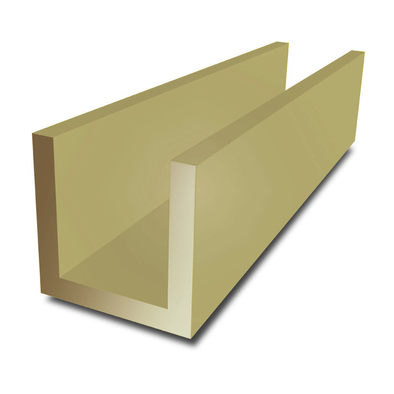 50.8mm x 25.4mm x 3.2mm (2" x 1" x 1/8") Brushed Polished Brass Channel